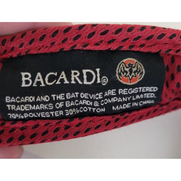 BARCARDI Bat Logo Visor Cap ~ Maroon Red ~ Adjustable Rum Mixed Drinks Cocktails - Picture 2 of 4